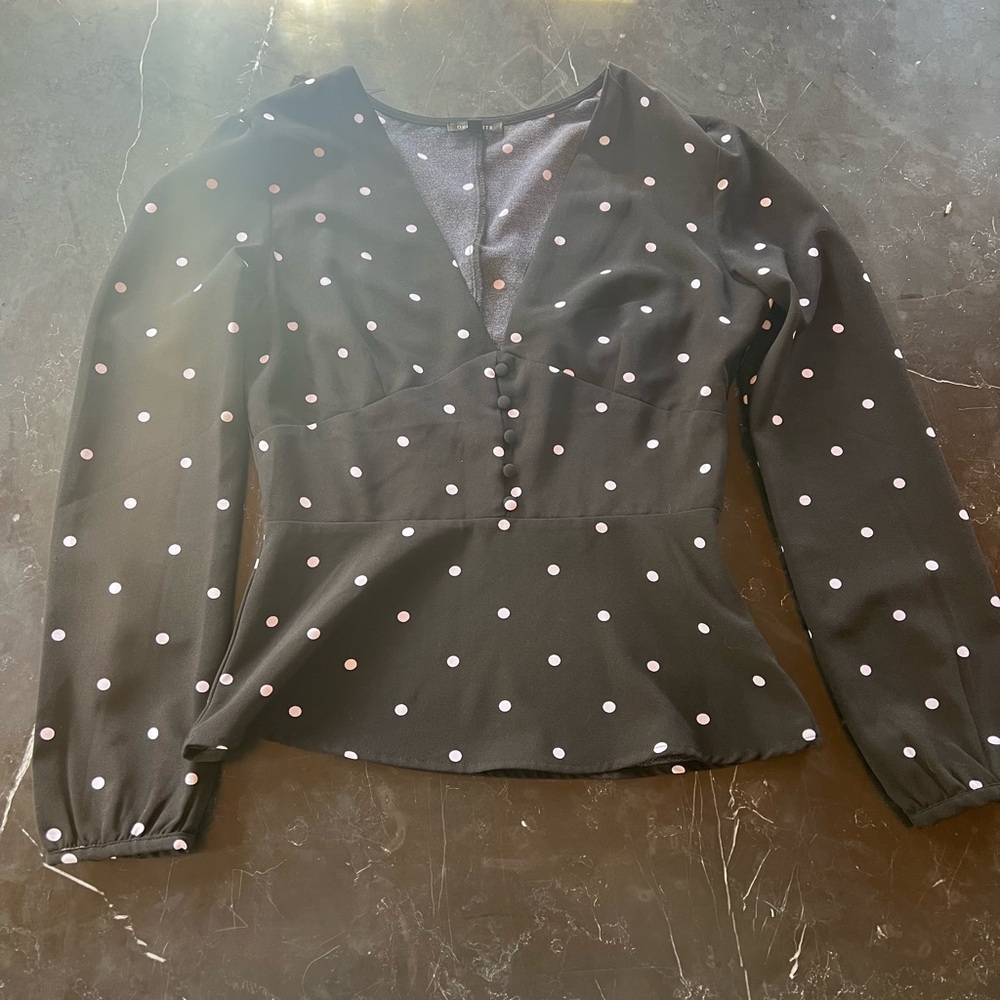 Black Polka Dot Women's Top